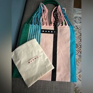 Marni Colorful Striped Woven Bag